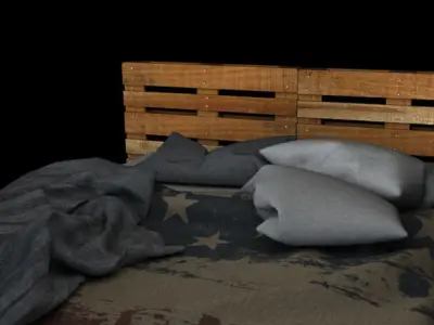 Pallet bed for bedroom interior Free 3D model