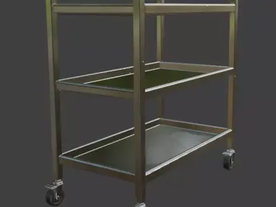 Stainless Steel Hospital Trolley 3D model