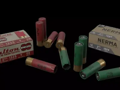 Shotgun Shells 12-70 with boxes Low-poly 3D model