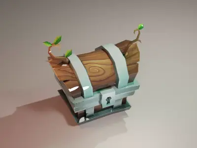 LowPoly Old chest model 2 3D model Low-poly 3D model