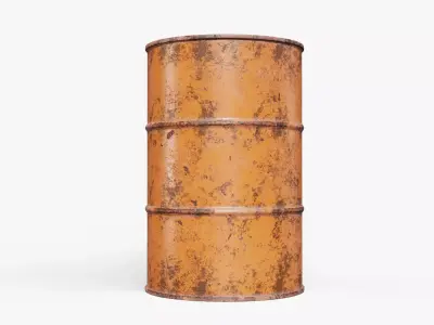 Steel Barrel - Orange - Rusted 3D model