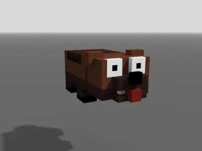 Voxel Wolverine Low-poly 3D model