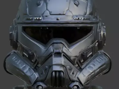 Cyber-Synthetic Heavy Vanguard Helmet 3D Model Low-poly 3D model