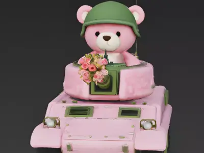 Cuddly Commando Plush Tank 3D Model Low-poly 3D model