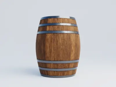 Wine Barrel Low Poly PBR 3D Model Low-poly 3D model