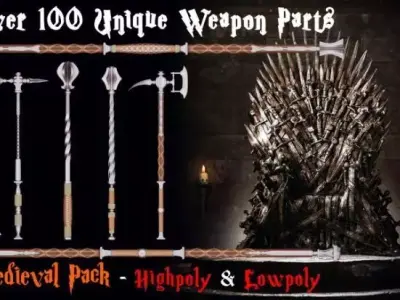 Medieval mega weapon kit bash pack series Vol 2 Low-poly 3D model