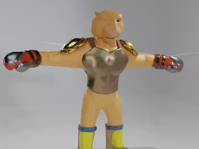 Tiger with Humanoid Body Rigged Low-poly 3D model