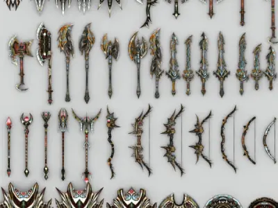 Fantasy arms set Low-poly 3D model