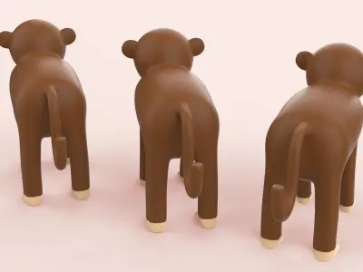 Cartoon Monkey Animal Style Cute Low-poly 3D model