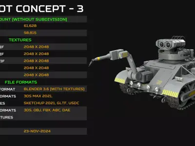 Robot Concept-3-Urban-Clean Low-poly 3D model