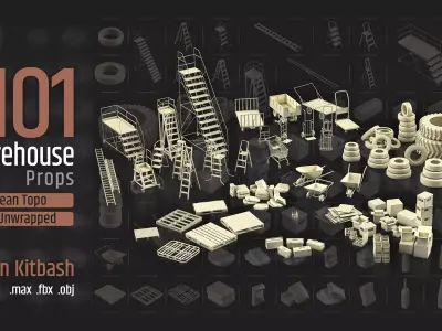 101 Warehouse Props Low-poly 3D model