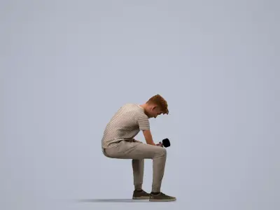00085Ewoud004 - Adult Caucasian man exercising in casual summer 3D model