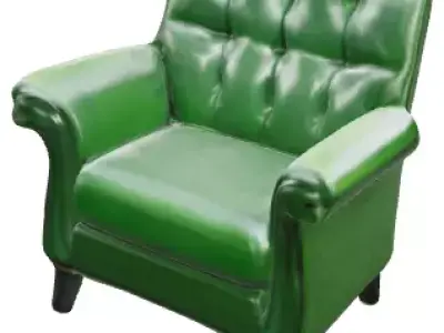 Vintage Hickory Club Green Chesterfield Armchair Low-poly 3D model