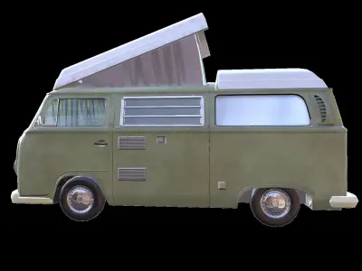 PBR VW T2 Van Lowpoly Low-poly 3D model