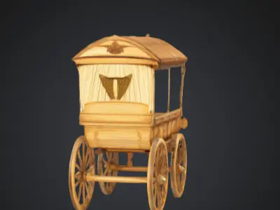 Antique Wooden Wagon 3D model
