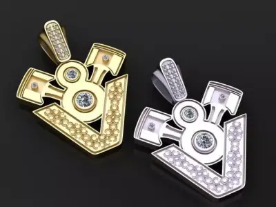 Golden V8 Pendant 3D print model purchase