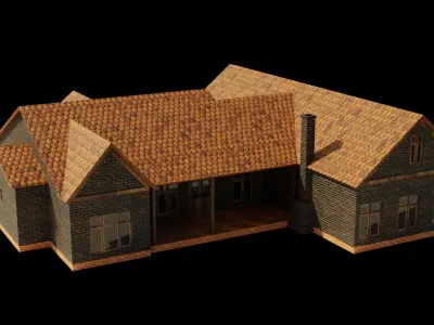American house Low-poly 3D model