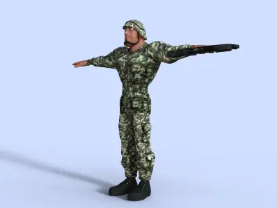 Cartoon  Soldier Rigged Low-poly 3D model