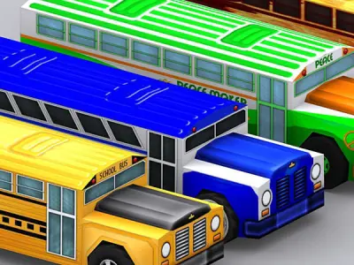 3DRT - Road Rush Busses Low-poly 3D model