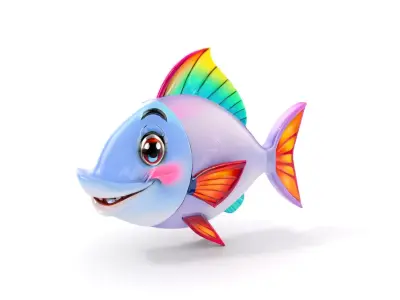 Colorful Cartoon Fish Model Pack with Animations Low-poly 3D model