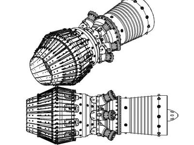 Textured Jet Engine 3D OBJ STL STEP FBX SolidWorks Renders 2D  3D model
