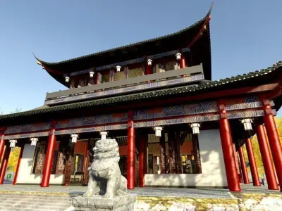 Oriental Architecture Low-poly 3D model