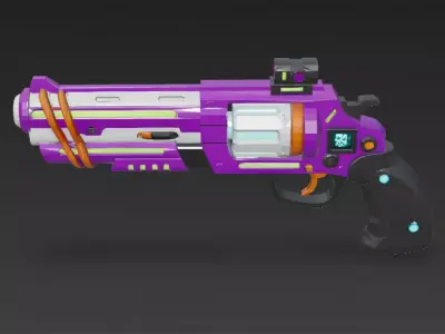 Cartoon Cyber Purple Revolver 3D Model PBR Low-poly 3D model