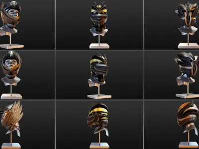 Viking Helmets Low-poly 3D model purchase