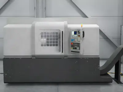 Industrial CNC Lathe Machine Low-poly 3D model