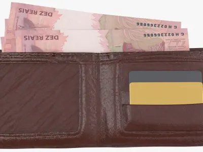 Brazil 10 Reais Wallet Money Purse 3D model