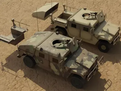 Military Hummer Low-poly 3D model