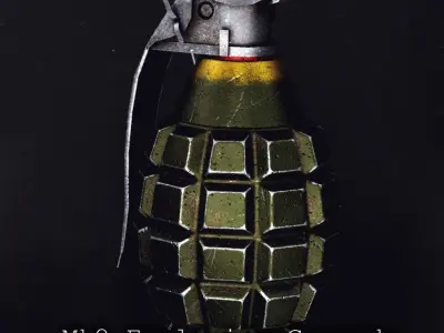Mk2 Explosive Grenade PBR Optimized Free low-poly 3D model