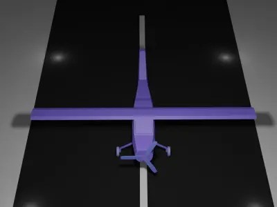 low poly aircraft plane flying on runway Free 3D model