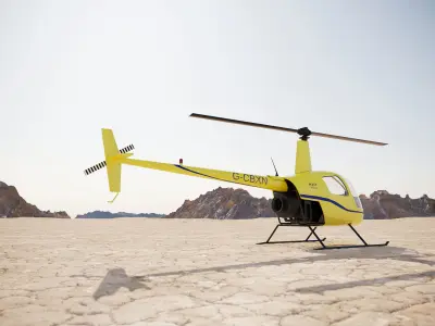 Small yellow passenger helicopter 3D model