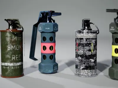 Grenades and equipments Low-poly 3D model