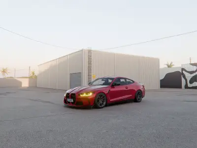 MIAMI SUNSET INDUSTRIAL BACKLOT - 3D BLENDER FULL SCENE Low-poly 3D model