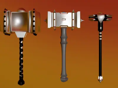 100 Fantasy Weapons Basemesh Pack V2 Low-poly 3D model
