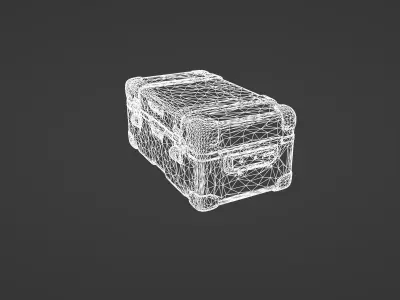 Vintage Leather Suitcase - Antique Travel Chest 3D Model 3D model
