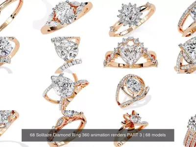 68 Solitaire Diamond Ring 360 animation renders PART 3 3D Model Pack