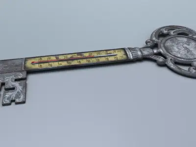Antique Room Thermometer Iron Rust 3D model