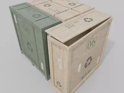 Extra Tall Narrow Wooden Crate - Customizable Shipping Box Low-poly 3D model