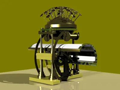 Antique typewriter Low-poly 3D model