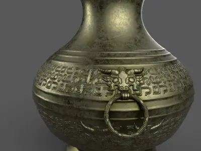 ancient bronze ware Low-poly 3D model