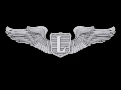 USAAF Liaison Pilot Wings Badge 3D model
