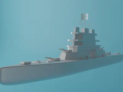 Cartoon Battleship Low-poly 3D model purchase