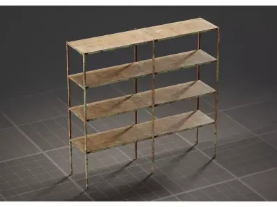 Old Industrial Factory Shelving Display Unit 3D model