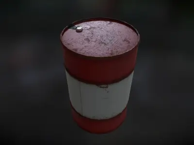 Explosive Red Oil Barrel - 4K PBR Low-poly 3D model