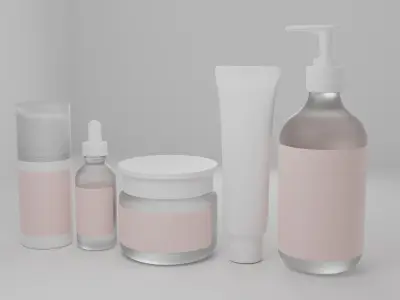 Skincare product bottles 3D model