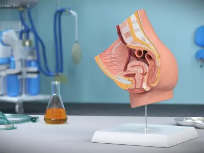 High-Detail Female Pelvic Cross Section Model with Stand 3D model