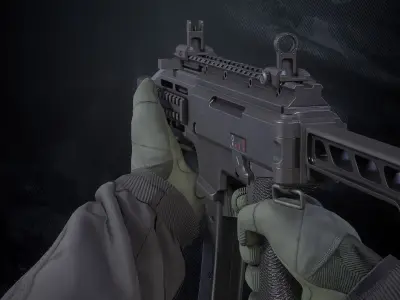 CS-34 SMG With Hands And Weapon Case Low-poly 3D model